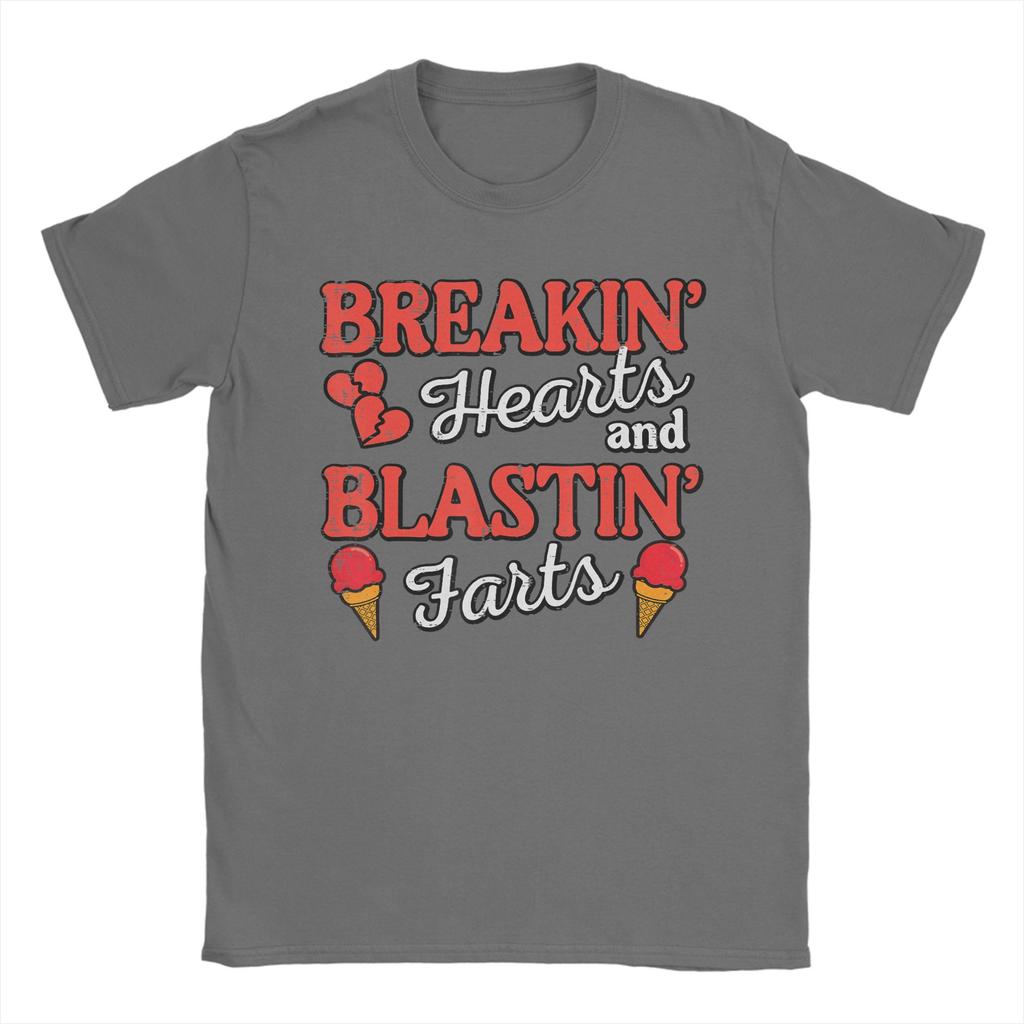 Valentines Day Breakin Hearts Blastin Farts Unisexs T Shirts Vintage Tees Short Sleeve O Neck TShirts Pure Cotton Classic Tops