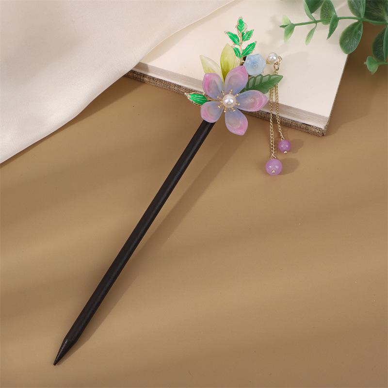 Заколка для волос с кисточкой в стиле эбони: Винтажное деревянное украшение для волос для женщин, идеально подходящее для простых причесок и украшений для старинных костюмов