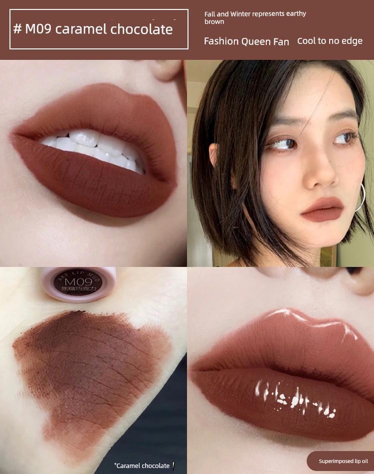 AKF Lip Mud M08/25/09/19/04/M07 Color Sea Salt Princess Caramel Chocolate Glaze Lipstick