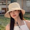 Windproof Rope Quick Drying Fisherman Hat Wide-Brim Foldable Sun Hat Sunshade Bucket Hat  Travel