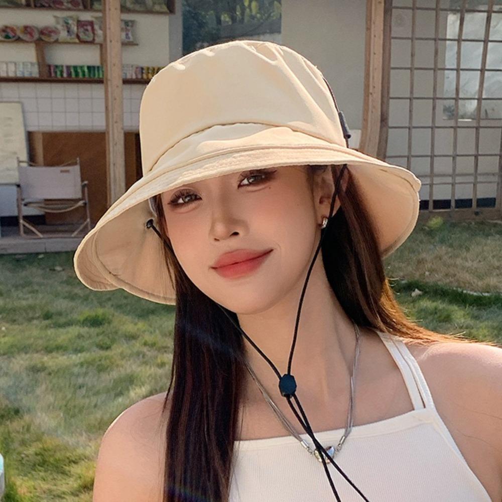 Windproof Rope Quick Drying Fisherman Hat Wide-Brim Foldable Sun Hat Sunshade Bucket Hat Travel