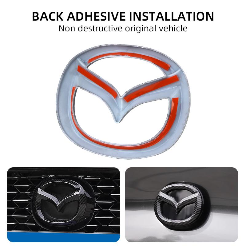 LGIY9 Значок на переднюю решетку автомобиля, эмблема на багажник для Mazda 3 Axela Atenza 17-20, наклейки на кузов, аксессуары из углеродного волокна, передние, задние