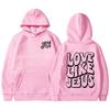 Любовь как Иисус весна и осень мода свободный принтованный воротник сзади плюс бархатный свитер с капюшоном женский студенческий дизайн универсальный