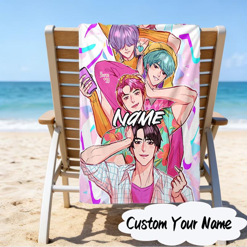 Custom Name KPop Fantasy Night Microfiber Beach Towel Super Soft & Absorbent for Bath, Beach, Travel Bath Time Accessory, Fan gifts