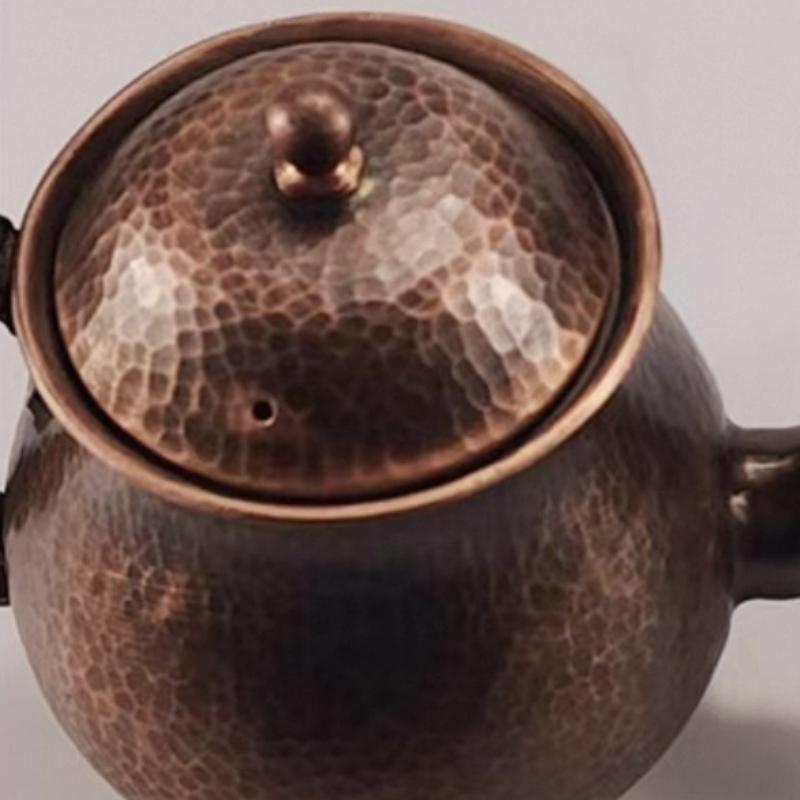 Винтажный кофейник из чистой меди, Ручка с молотковой текстурой и плетением, 1000 мл, Жаропрочная фильтрующая чайник, Ручной работы, Чайник, Подарок другу