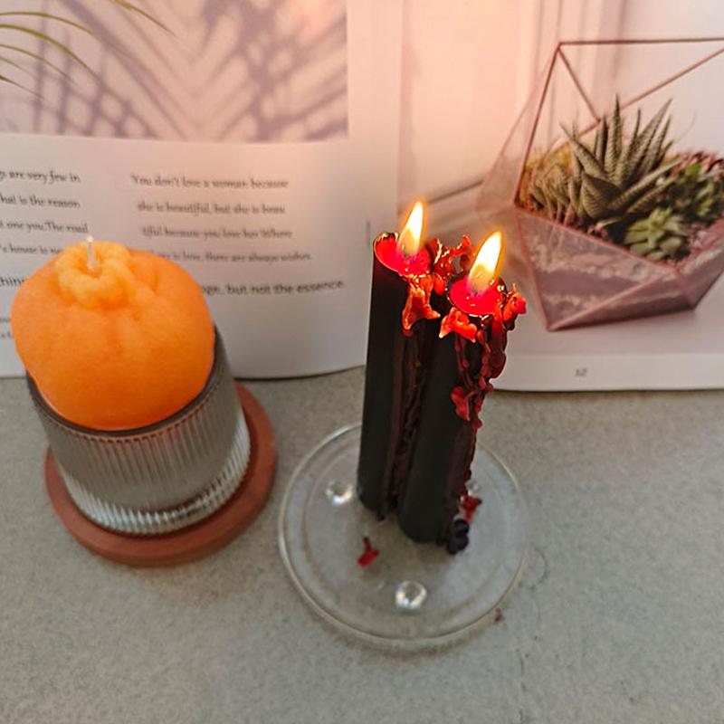 2Pcs Tomb Decoration Long Candle Halloween Candles Smokeless Candles Halloween Decoration Burning Bloody Candle Paraffin Wax