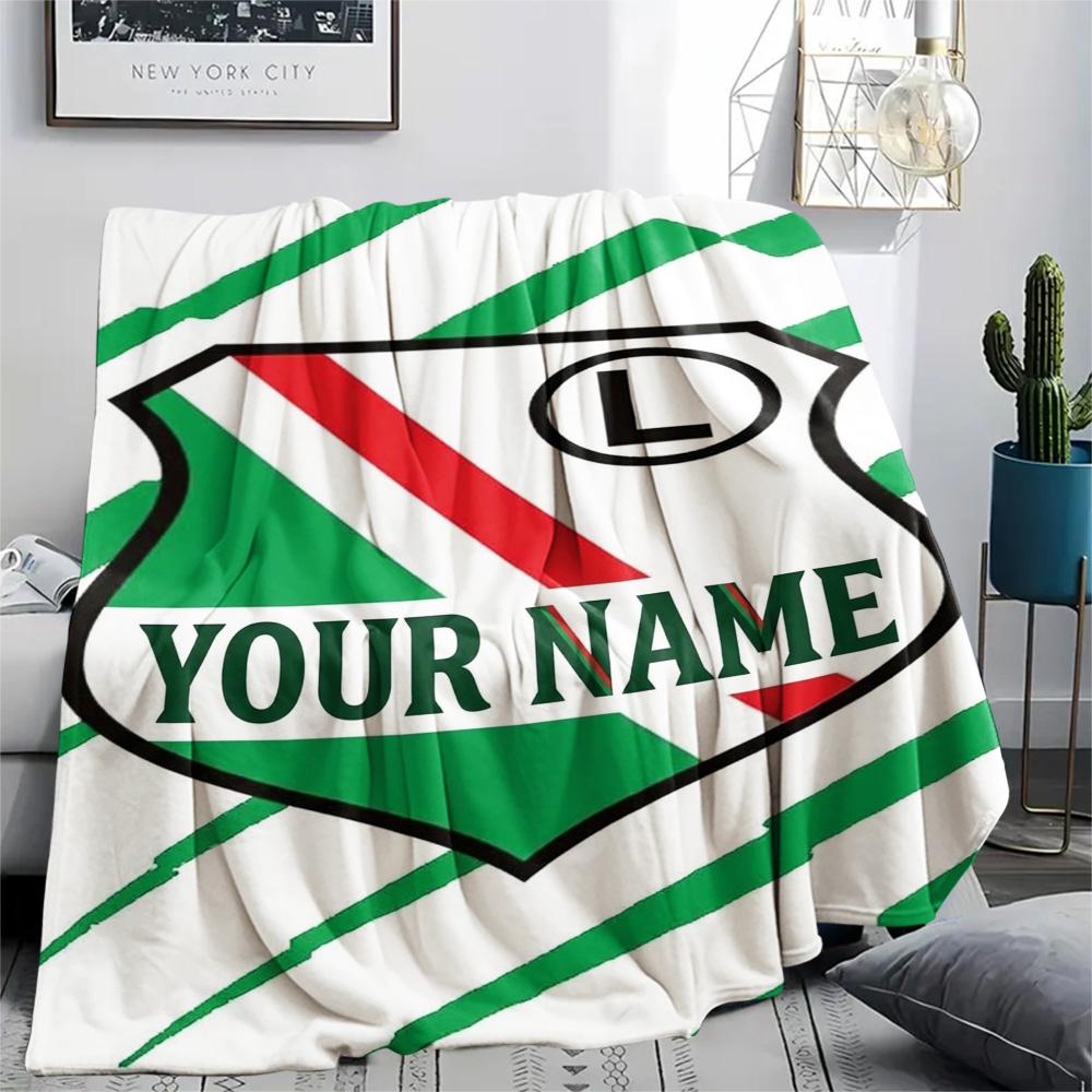 1PC L Shield Crest Custom Name Patterned Flannel Blanket Suitable For All Seasons For Home Decor Warmth And Comfort Gifts Holiday Present