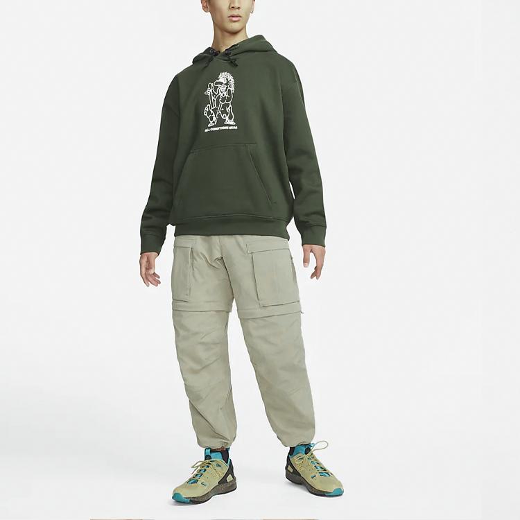 Nike Толстовка с капюшоном Therma-FIT с принтом «Тролль», унисекс, зеленая, DJ1431-325