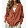 Women S Casual V Neck Button Corduroy Long Sleeve Cardigan Sweatshirt