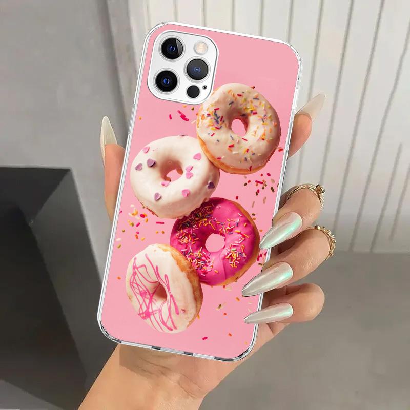 Чехол для телефона Macaron Ice Cream Cake Doughnut для Iphone 17 Air 16 15 Plus 14 13 Mini 12 11 Pro Max 16E 7 8 SE 2020 Мягкий Funda Prin