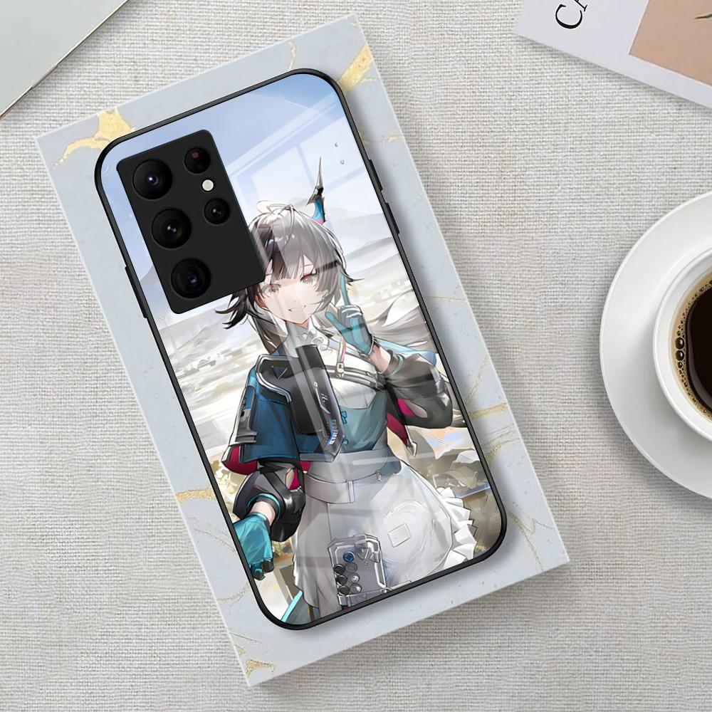 Чехол для телефона Arknights Чэнь Цяньюй для Samsung S26 S25 Edge Ultra 23 22 21 20 Ultra Plus S24 Fe Стеклянная крышка