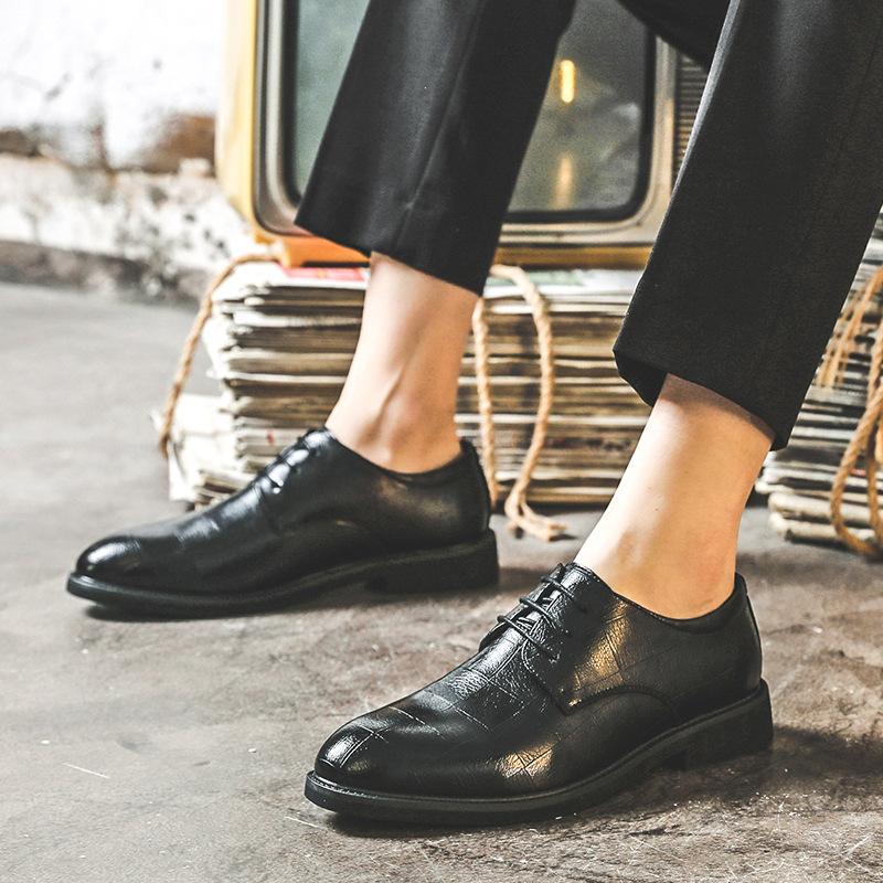 Весенне-осенний клетчатый узор повседневная корейская версия модные британские мужские деловые туфли из натуральной кожи с костюмом 66773-J