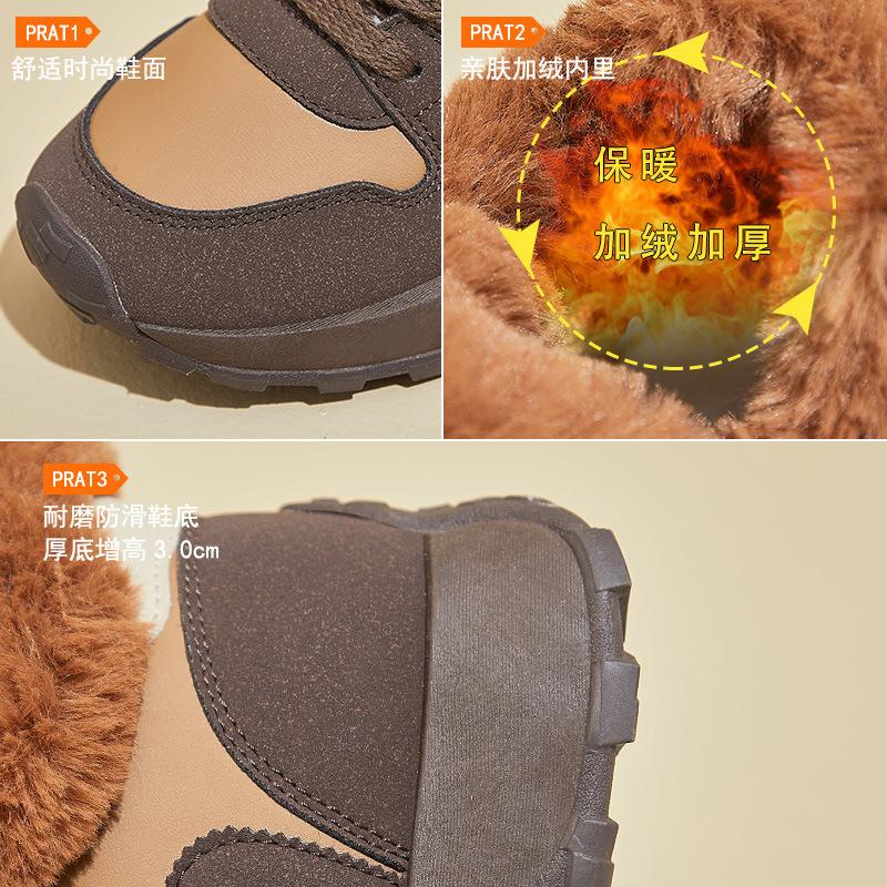 Женские зимние ботинки для снега, ботильоны на толстой платформе, со шнуровкой и подкладкой из искусственного меха, нескользящие высокие кроссовки с флисовой подкладкой, теплая обувь для ходьбы