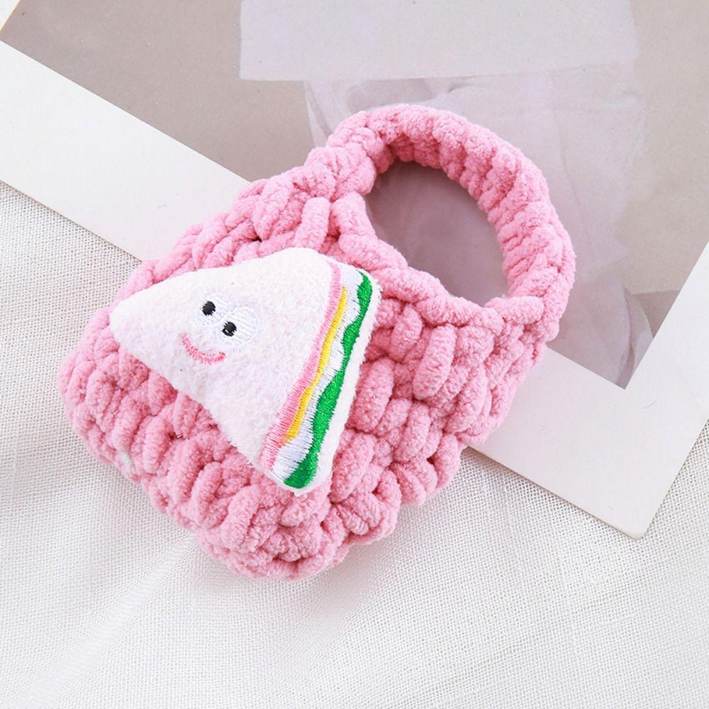 Plush Crochet Mini Knitted Handbag Hamburg Portable Coin Purse Headset Charging Box