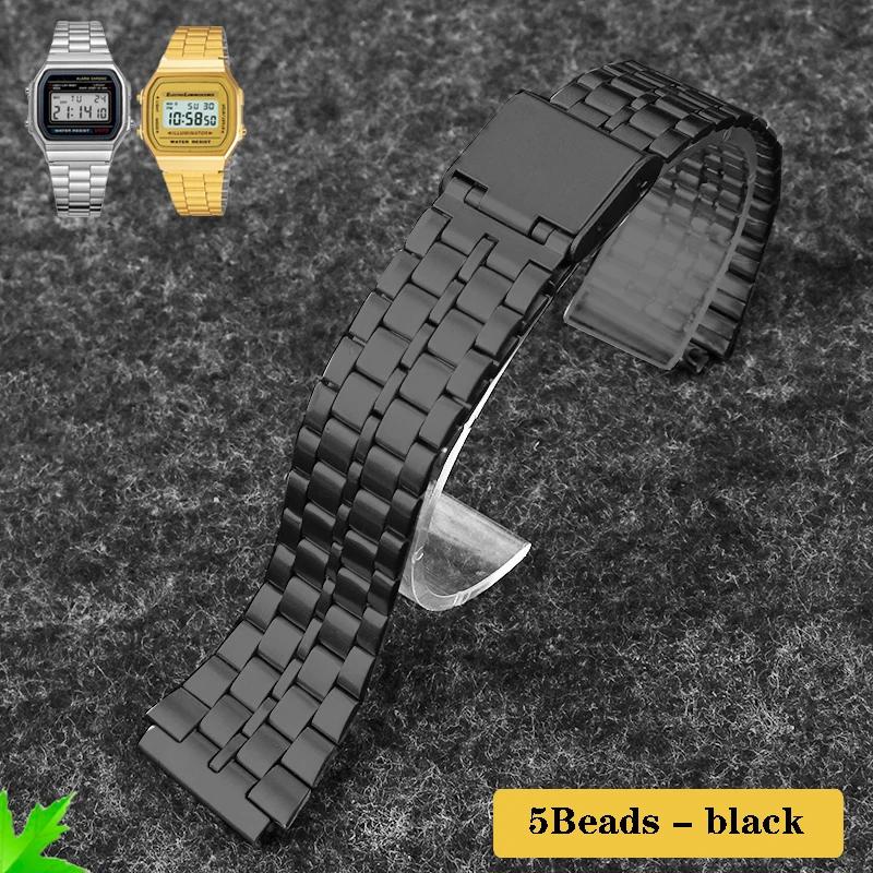 Тонкий стальной ремешок для часов Casio стальной наручный ремешок a158 / a159 / A168 /a169 /b650 /aq230/ 700 маленькая золотая серия часов 18 мм Ремешок