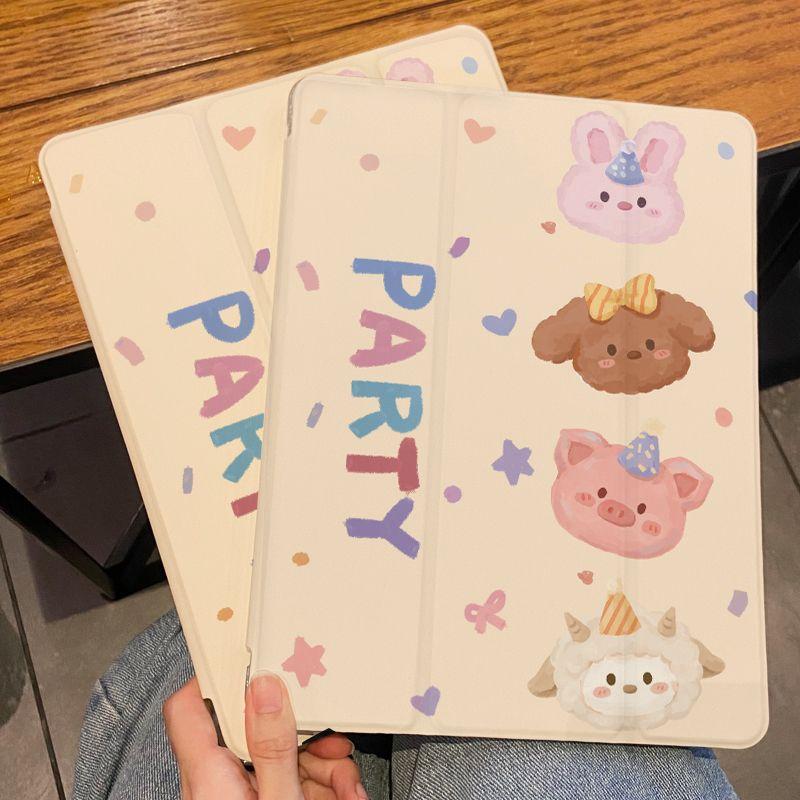 Чехол в стиле милого мультяшного животного для iPadPro 2022 gen10 10,9 дюйма, тройной складной чехол в стиле подушки безопасности Pro12,9 дюйма mini4/5 7,9 2021/20 gen9/8 10,2 дюйма