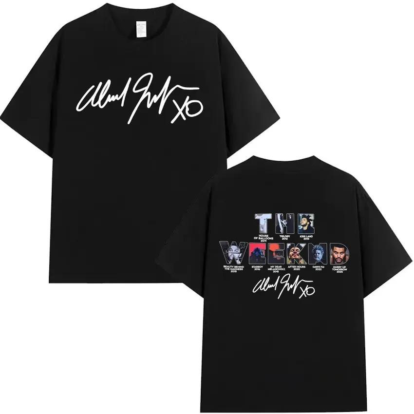 Famous Singer The Weeknd DoubleSided Print Mens TShirt Cotton Short Sleeve Loose Comfortable Fashion Women And Men TShirt