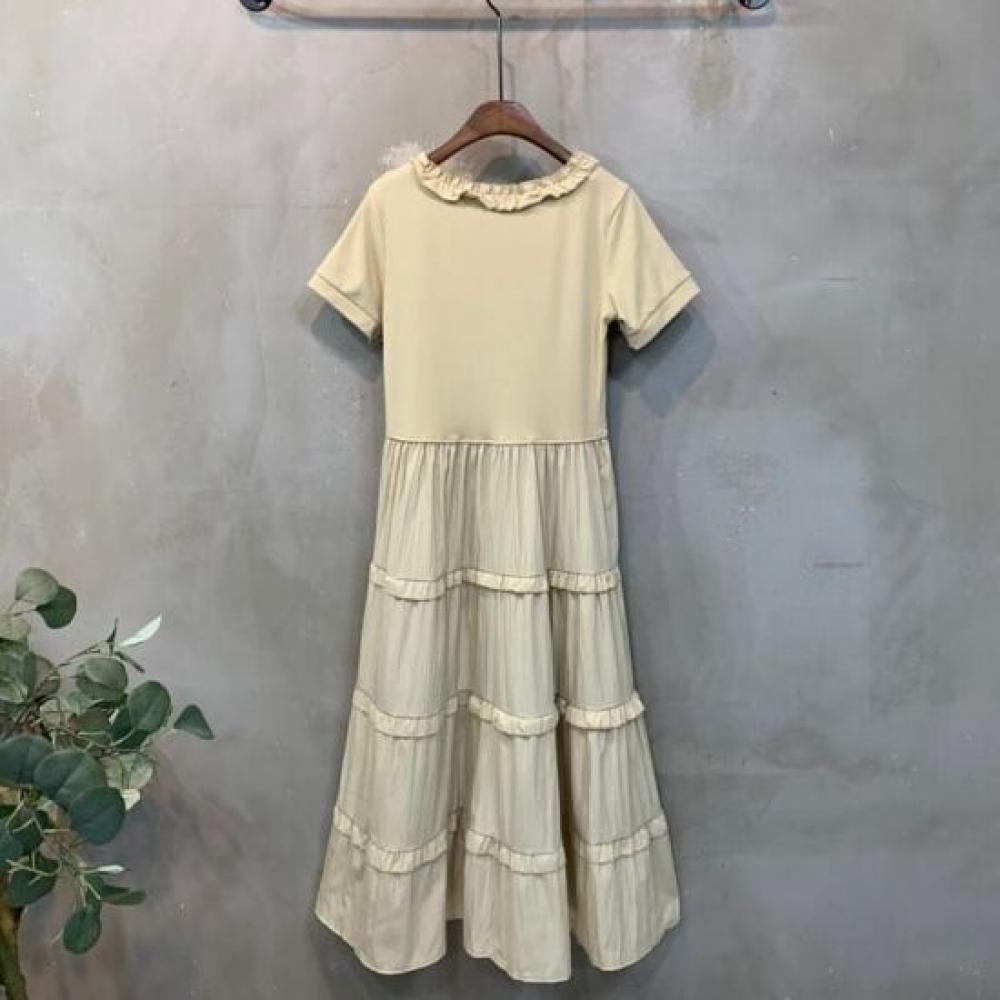 C S In The Room Flare Frill Cap Sleeve Long dreSS 3Color