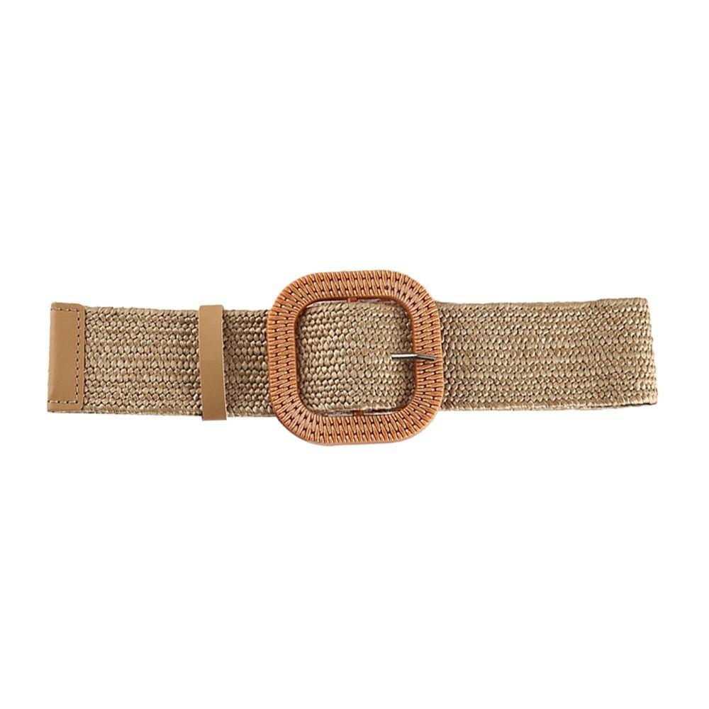 Summer Elastic Casual Wide Waist Belt Straw Belt Braided Waistbelt