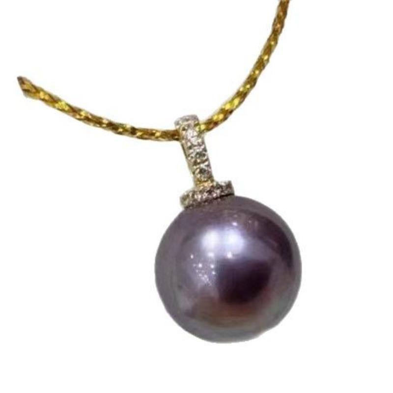 Zhengyuan freshwater purple Edison pearl pendant female s925 sterling silver universal pacifier buckle simple versatile collarbone chain