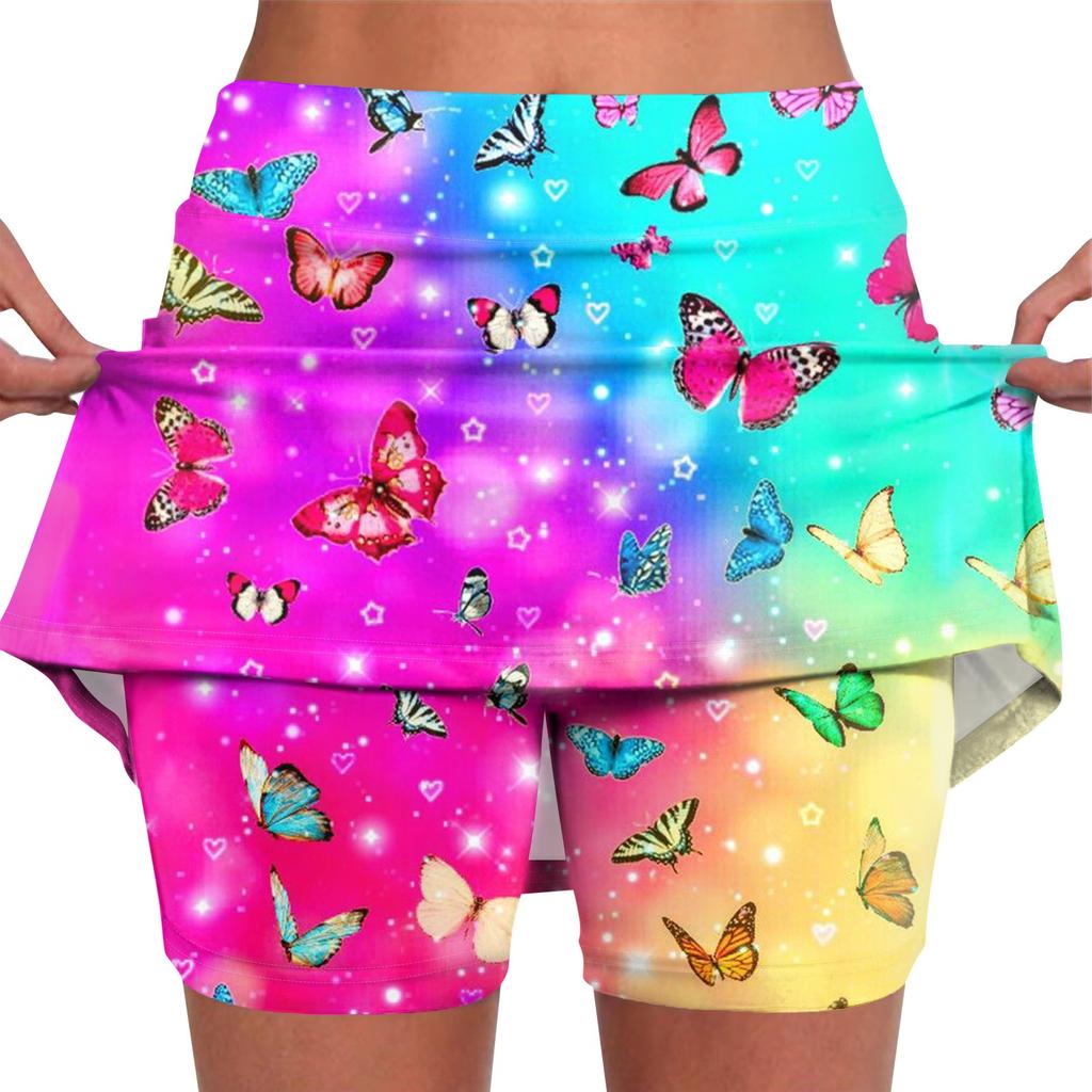 Elastic Yoga Culottes For Women Print Athletic Shorts Lightweight High Waist Skinny Solid Joggers