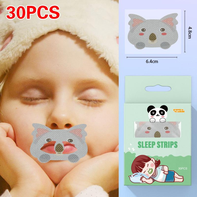 30Pcs Cartoon Anti-Snoring Stickers for Kids Sleeping Closed-Mouth Breathing Correction Nose Shaping Orthosis Tape 'Shut Up'