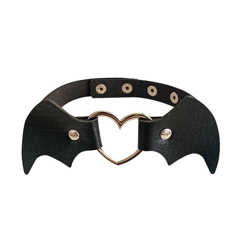 Punk Heart Bat Leather Choker Necklace - Trendy Halloween & Christmas Neckband
