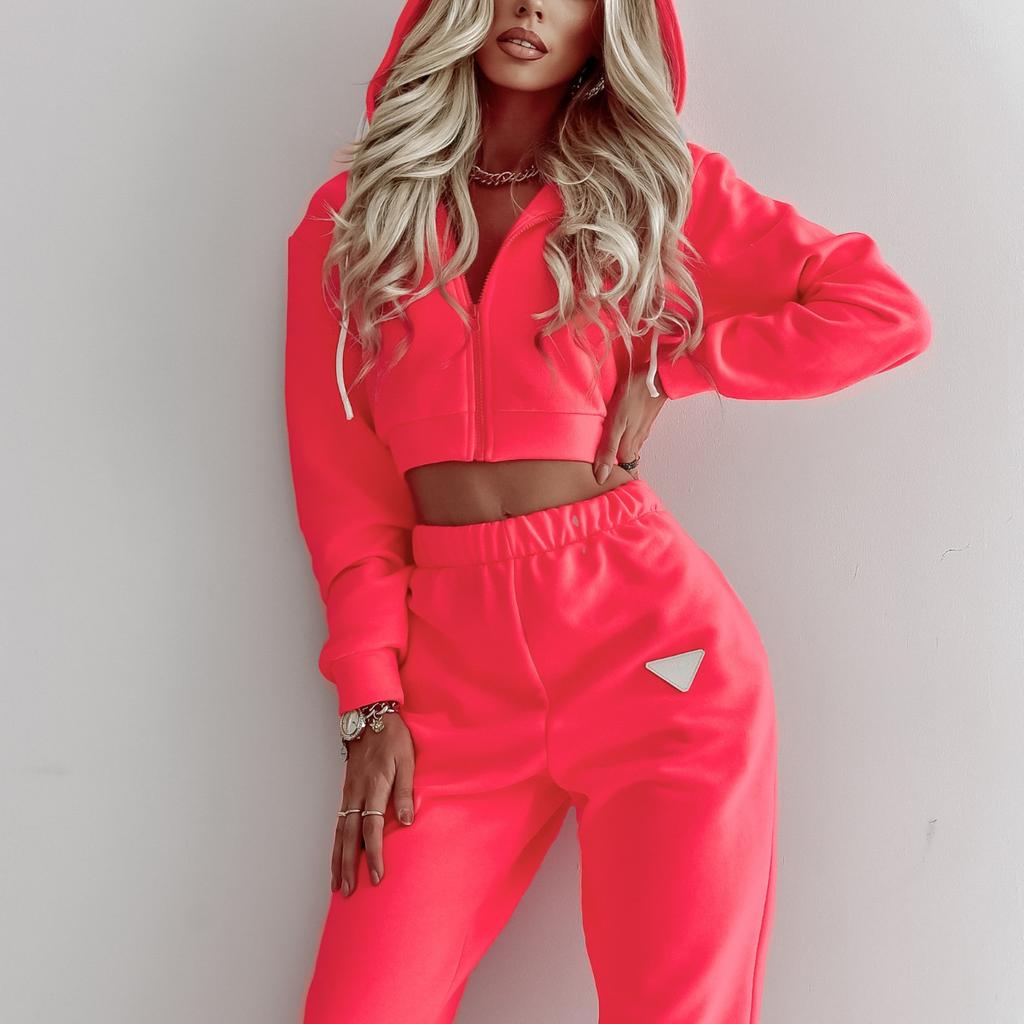 2026 Spring Autumn Women's Hooded Sweatsuit Set Long Sleeve Pullover Top with Pants Casual Two Piece Outfit Urban Pocket Tracksuit