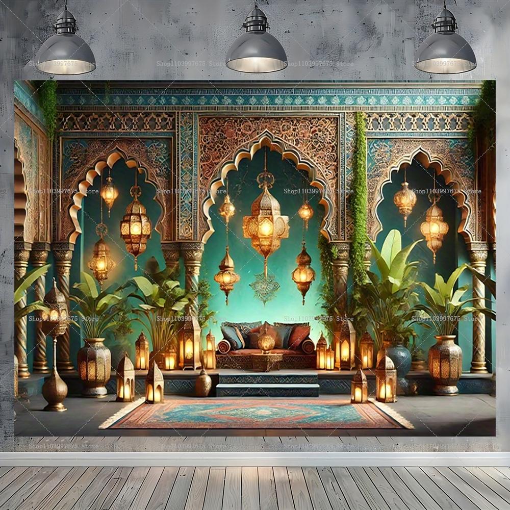 Moroccan Palace Backdrop Arabian Middle Eastern Interior Palace Photography Background for Kids Baby Shower Birthday Party Decor3