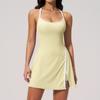 Womens Breathable Mesh Cutout Yoga Tennis Dress Quick Dry Fitness Workout Skirt Activewear