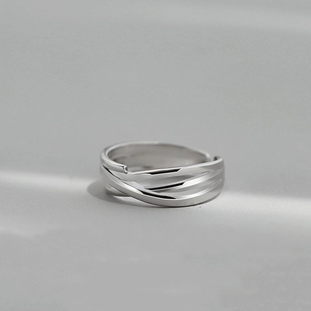 Day Gift Personality Korean Style Jewelry Men Geometric Ring Punk Finger Buckle Line Ring
