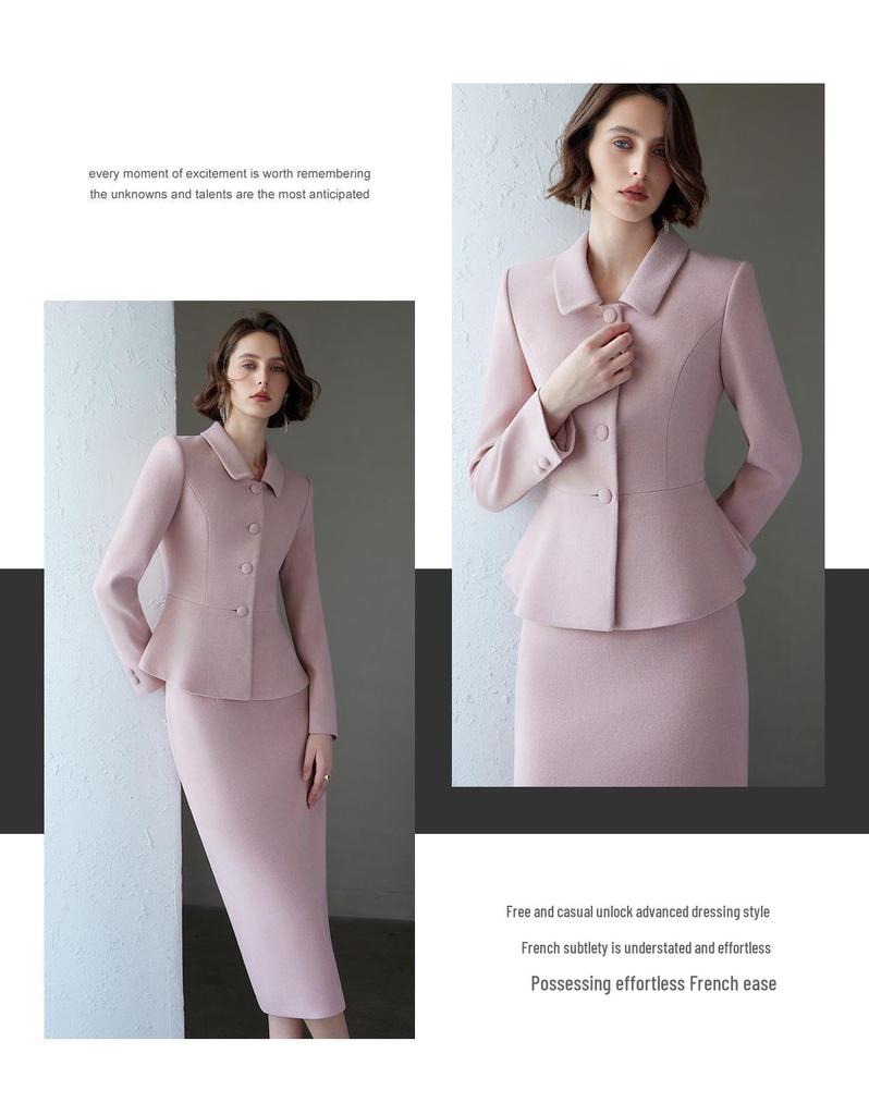 2024 Winter Pink Tweed Suit Set: Korean Drama Style Chic