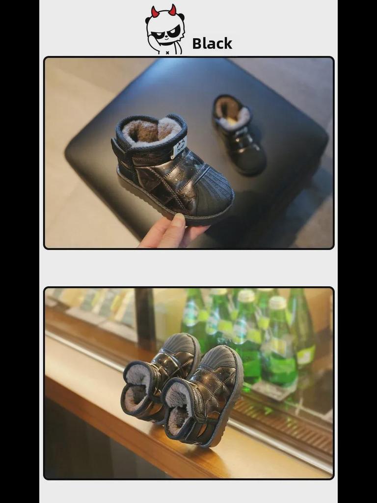 Winter 2024 Kids' Waterproof Snow Boots - Boys & Girls Trendy Cotton Casual Shoes