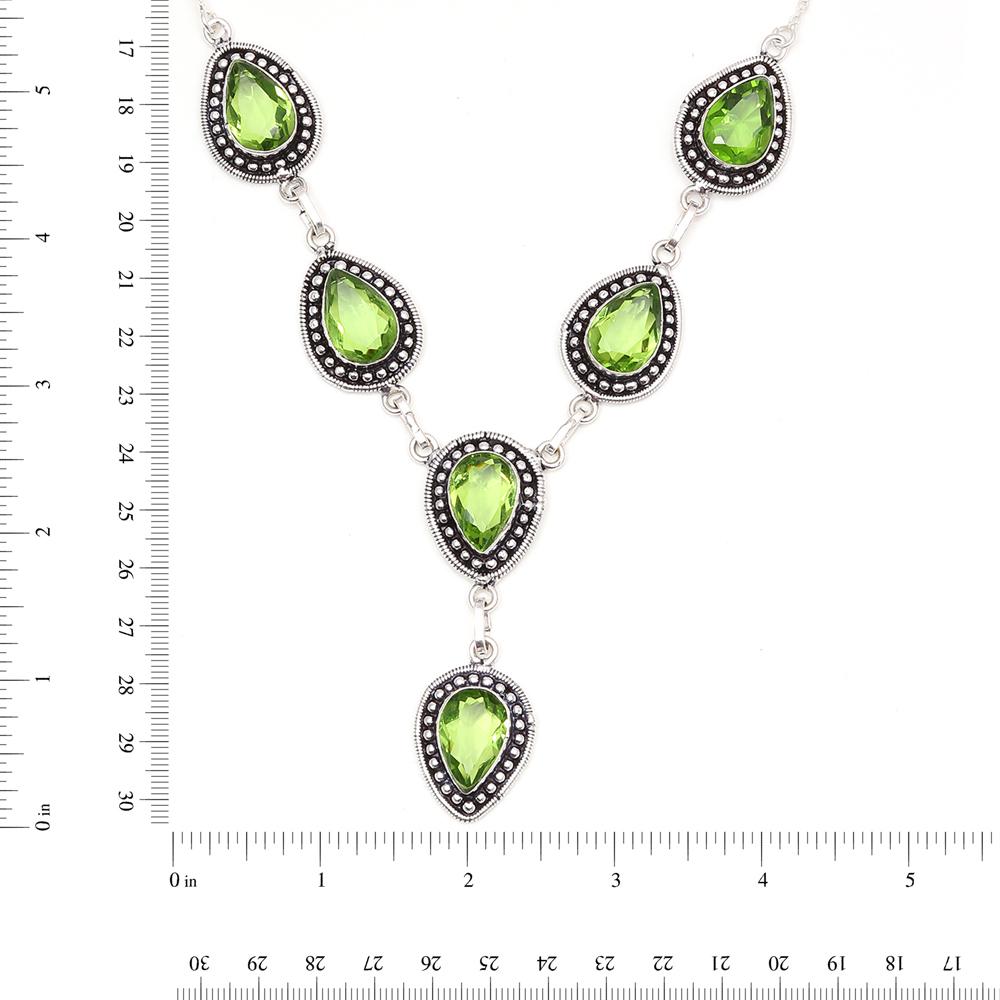 Peridot Quartz Gemstone Friends Jewelry Necklace Set 18-20''
