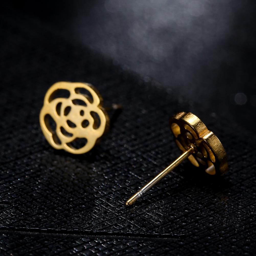 Lady Elegant Flower Ornament Set Golden Colour Necklace & Ear Stud Festival Birthday Gift Photo Props