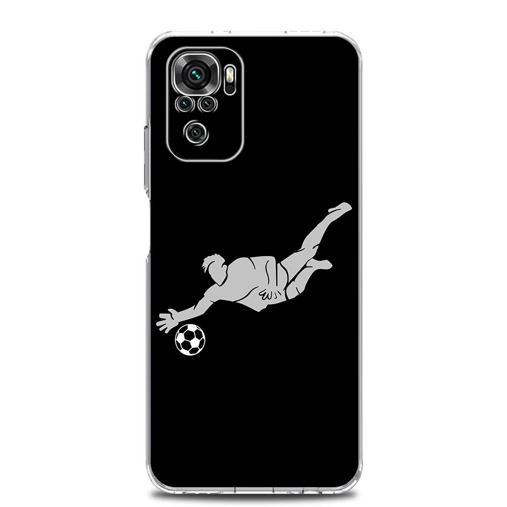 New Square Clear Phone Case For Xiaomi Redmi Note 12 11 9S 9 8 10 Pro+ 7 8T 9C 9A 8A K40 Gaming Cover Football Player Soccer Art