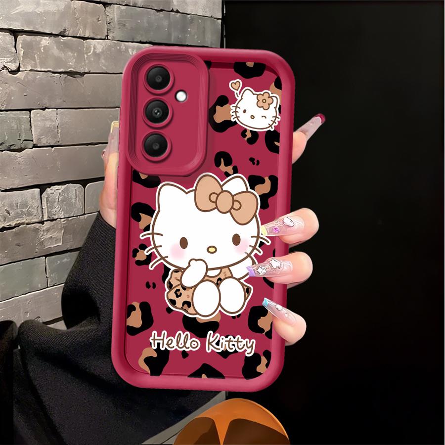 Чехол Hello Kitty с леопардовым принтом для Samsung Galaxy A06 A15 A14 A11 A13 A30 A12 A07 A04 A17 A16 A50 A05 A20