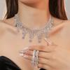 High-end Party, Rhinestone Necklace, Earrings Set, Temperament Neck Chain, Collarbone Chain for Women