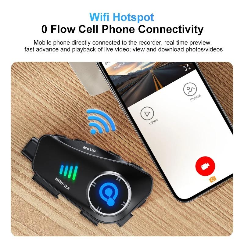Q28 Мотоциклетный шлем Bluetooth-гарнитура и 1080P HD беспроводная камера с супер широкоугольным объективом, водонепроницаемый WiFi-видеорегистратор для вождения мотоцикла, катания на лыжах