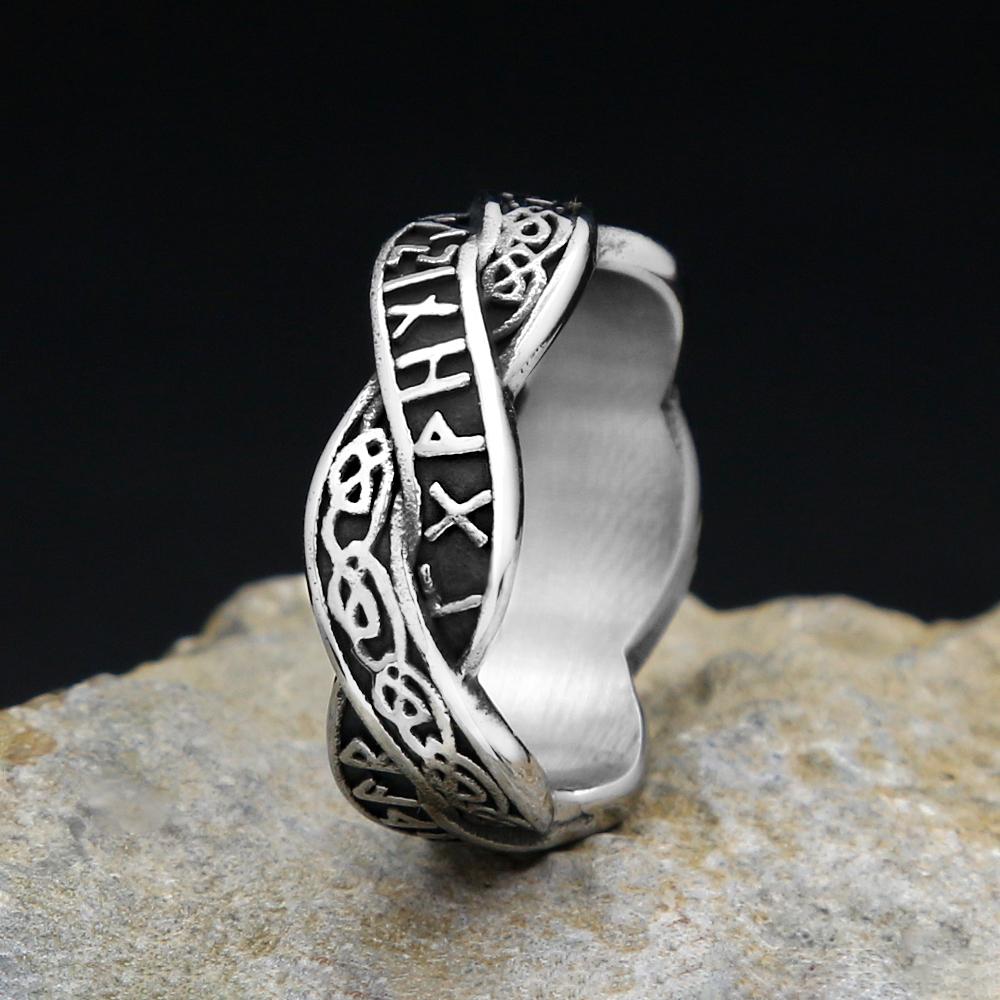 New Stainless Steel Viking Odin Runes Ring for Man Women Simple Punk Fashion Nordic Amulet Jewelry Gifts Accessories