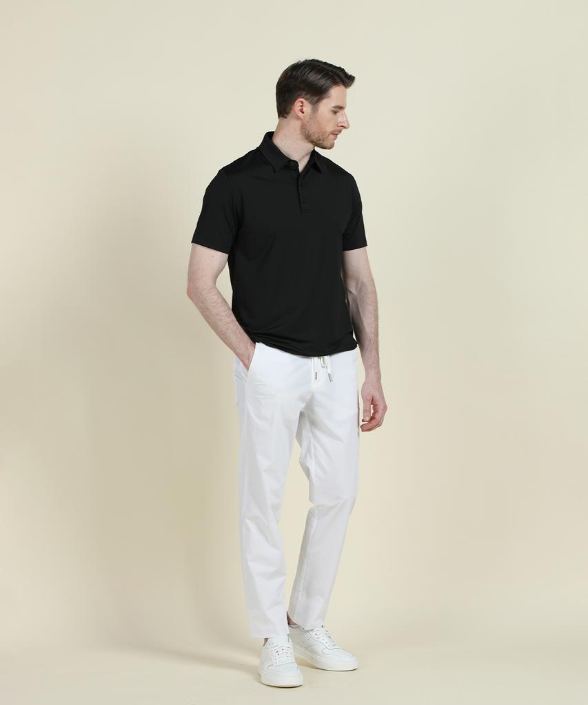 PANICALE White Poplin Elastic Waist Slim Fit Chino Pants