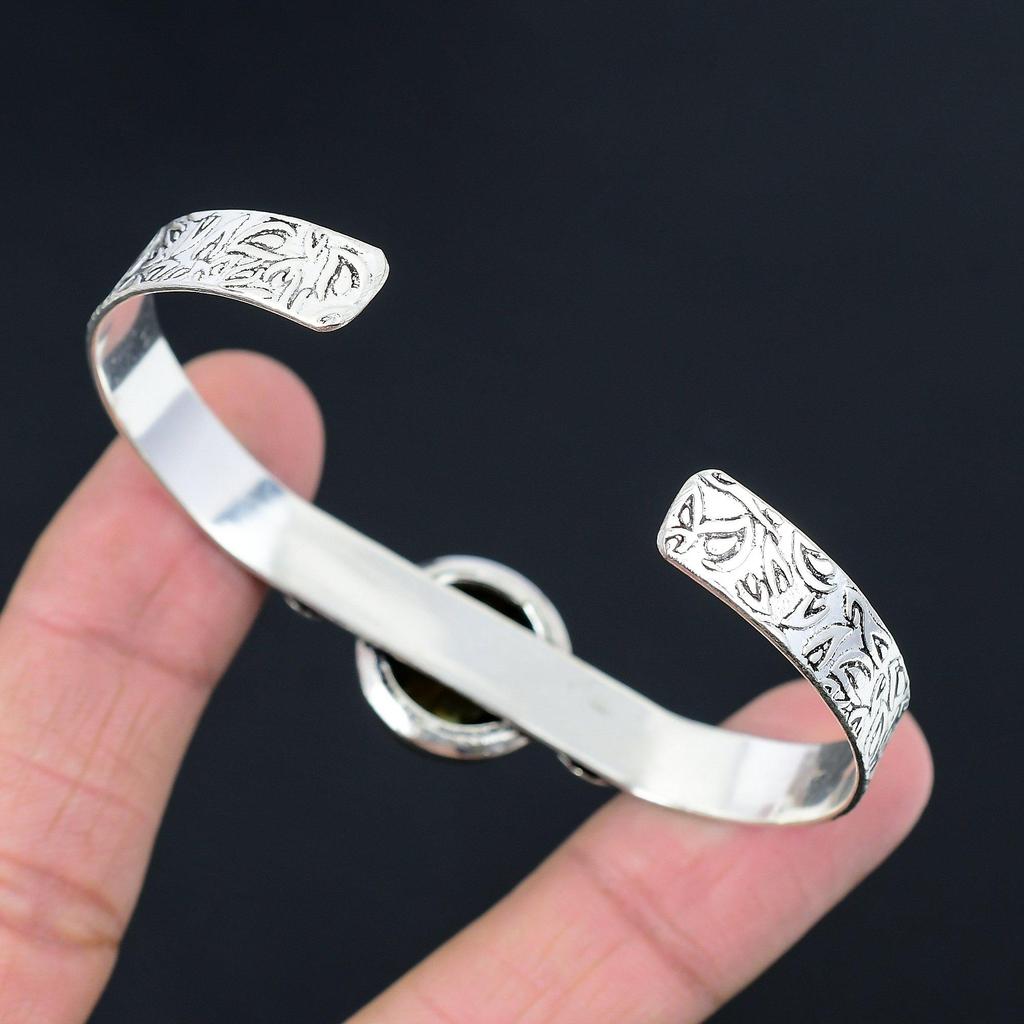 Подарок для нее Браслет из серебра 925 пробы с натуральным лабрадоритом Полумесяц Регулируемый