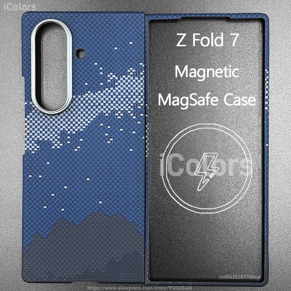 Z Fold 7 Aramid Case for Samsung Galaxy Z Fold 7 Magnetic Case Aramid Carbon Fiber Cover MagSafe/Qi2 Charging Armor Protective