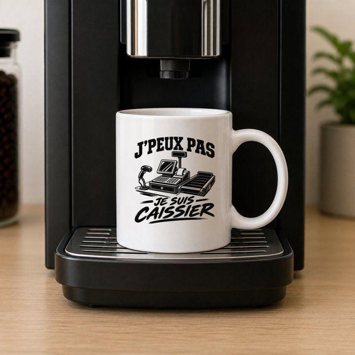 Mug - PLANETEE - J’peux pas je suis Caissier - Céramique 330 ml - Compatible lave‑vaisselle - Imprimé en Bretagne