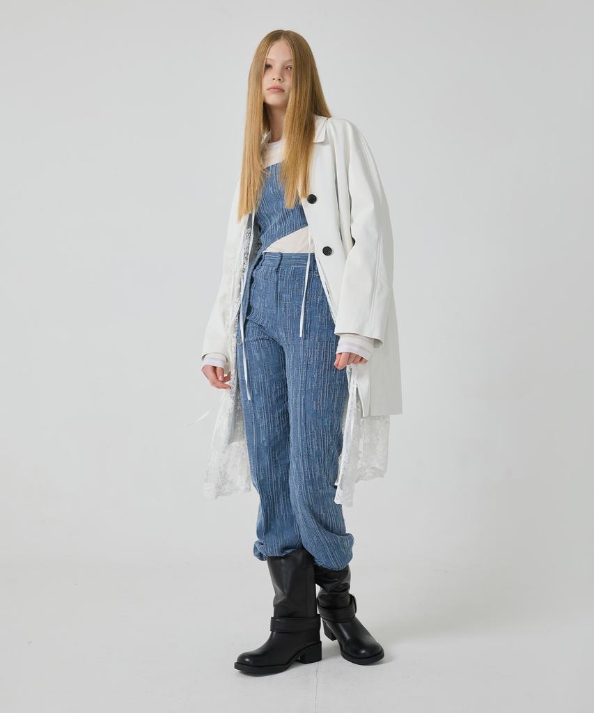 Yuthentic Leather-Like Coat-Style Padded Jacket White Oe3Ar80001