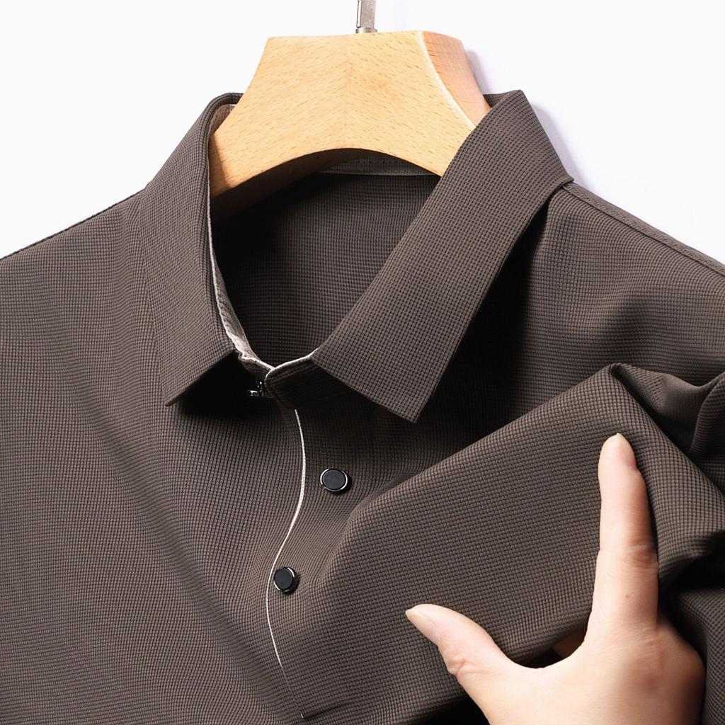 Футболка мужская с короткими рукавами, повседневная, однотонная, мужская, бесшовная, мастерски выполненная, высококачественная, с лацканами, поло