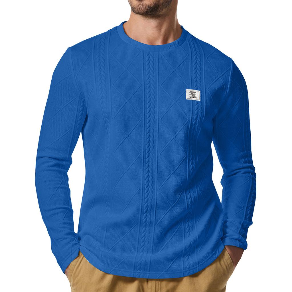 Мужская зимняя однотонная текстурированная толстовка с круглым вырезом, спортивная мужская толстовка большого размера в стиле кэжуал с круглым вырезом