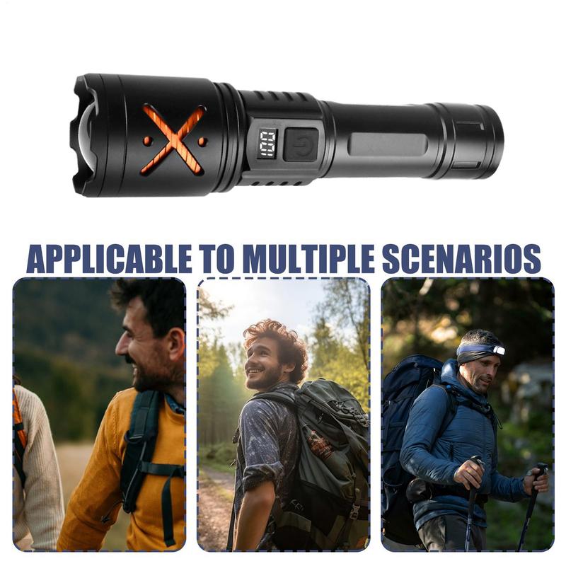 Led Flashlight Portable Torch With Digital Display 3 Brightness Portable Digital Display Flashlights For Hunting Hiking Survival