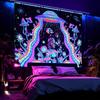 VIKAMA Psychedelic Vaporwave GlowintheDark Tapestry Skull UFO and Mushroom Bedroom Headboard Wall Decoration