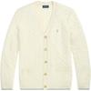 Polo FW24 Solid Color Small Pony Embroidered V-Neck Knit Sweater Men Sweater Cream MNPOSWE16822052-101
